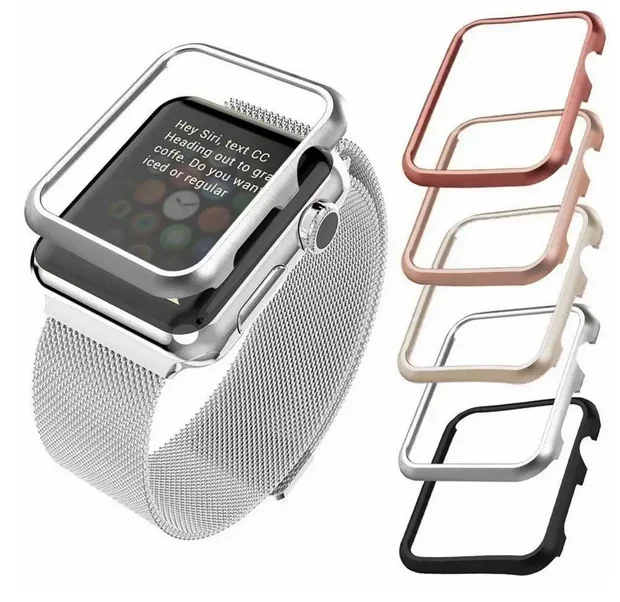 

Accessories for Apple Watch Case 45mm 44mm Metal Bumper Protective Cover Frame for iWatch SE Series 7/6/5/4 Cases Aluminum Gold