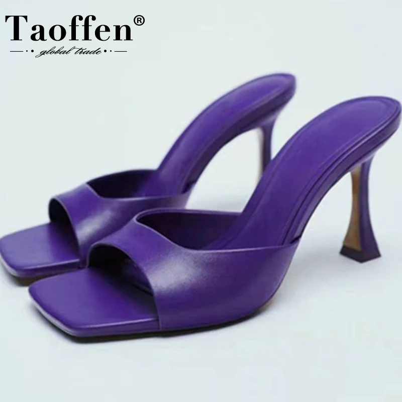 Taoffen 2022 Women High Heel Sandals For Summer Square Toe Ladies Shoes Fashion Chic Ins Style Shoes Footwear Size 34-42