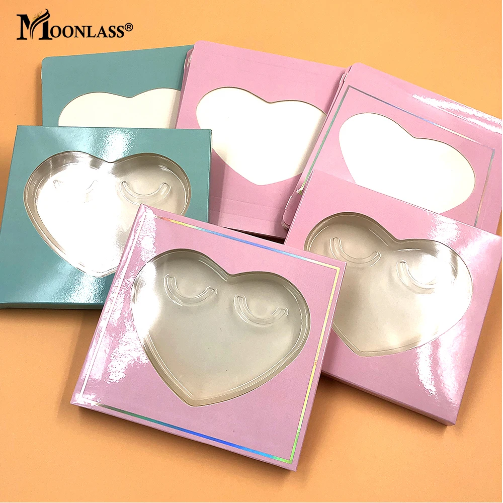 

10/20/30 Pcs Heart Shaped Paper Lash Boxes Packaging False Eyelashes Square Case With Tray Mink Lashes Packaging Box Makeup Tool