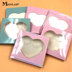 10/20/30 Pcs Heart Shaped Paper Lash Boxes Packaging False Eyelashes Square Case With Tray Mink Lashes Packaging Box Makeup Tool