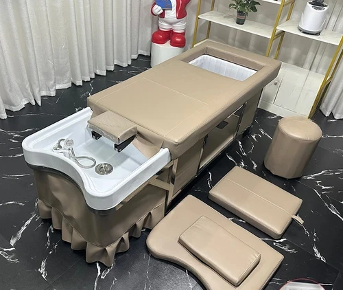 Beauty Salon Does Not Need to Connect to the Downcomer Water Storage Shampoo Chair Comes with Water Heater Head Treatment