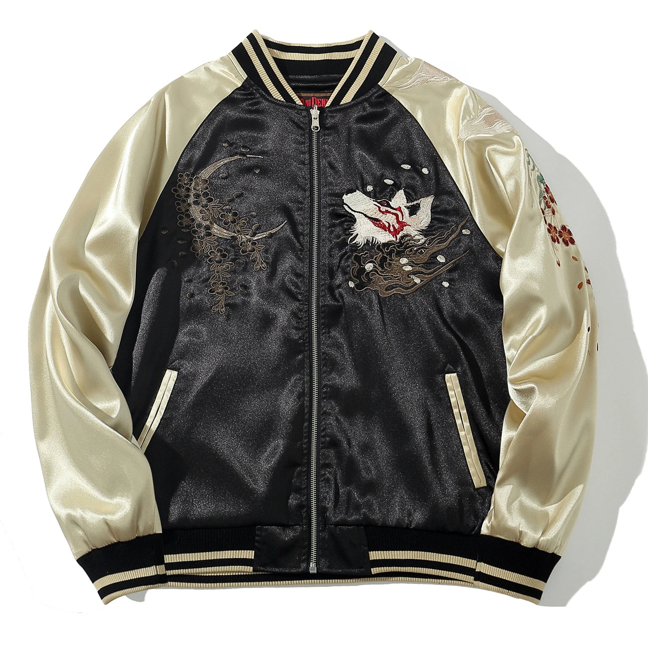 Vintage Streetwear Japanese Sukajan Souvenir Jacket 2026 Spring Fox Embroidered Baseball Jacket Student Youth Varsity Coats