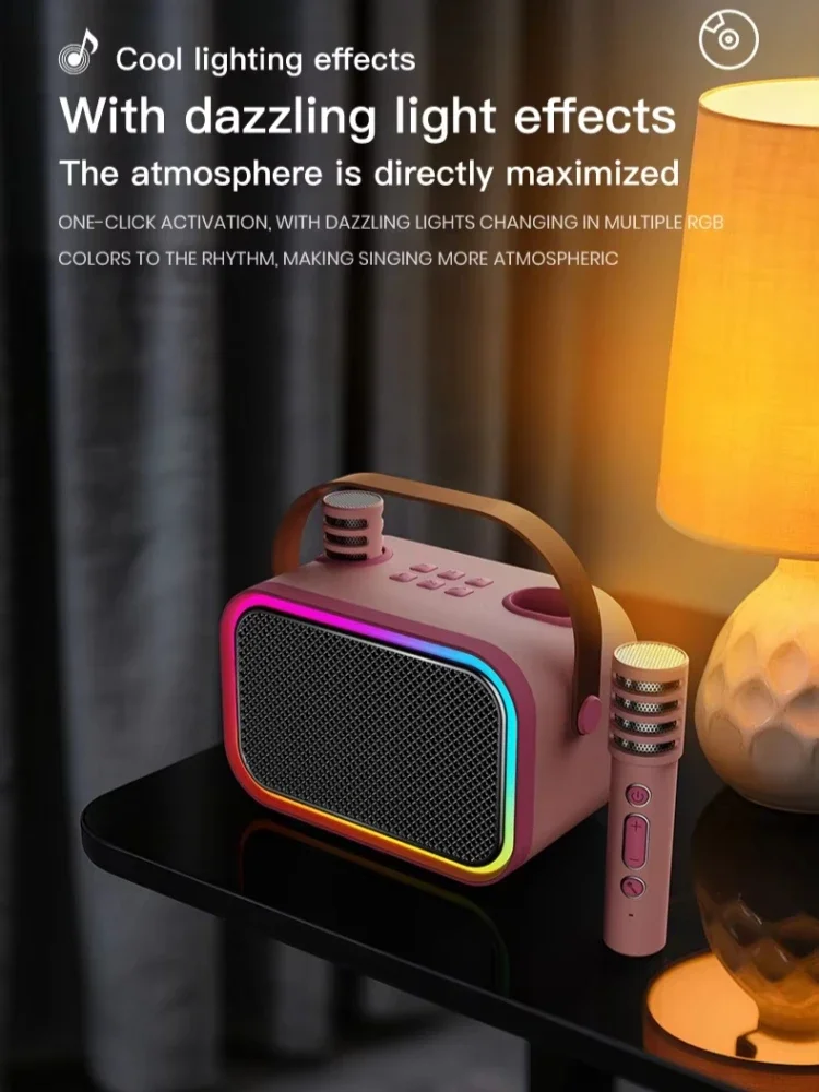 

Портативная караоке-колонка с 2 микрофонами, Bluetooth-динамик с аккумулятором на 3-6 часов, RGB-подсветка, TF/USB/AUX, для пикников на природе, домашних вечеринок