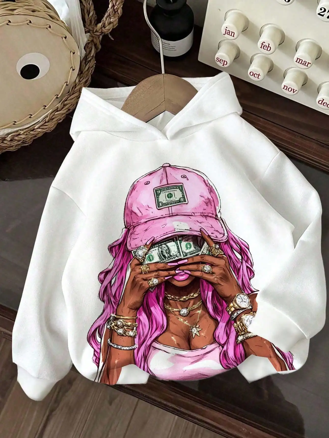 

Женская толстовка в стиле Y2K с розовым мультяшным принтом, в стиле хип-хоп, повседневная, для осени/зимы