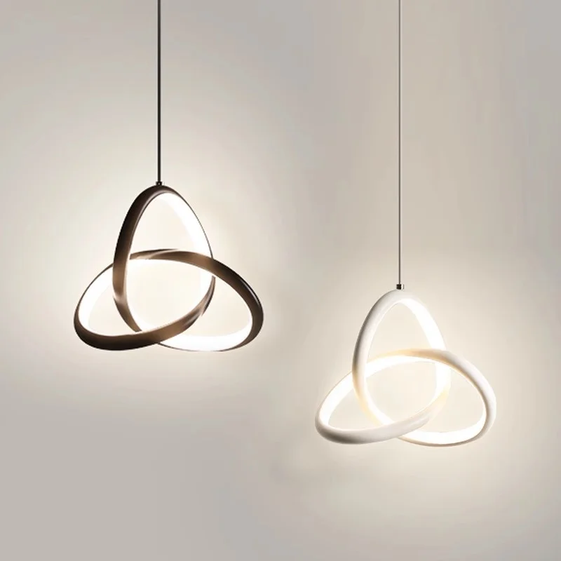 White Black LED Ceiling Chandelier Kitchen Dining Room Bedroom Bedside Hanging Lamp Modern Minimalist Home Aisle Pendant Lights
