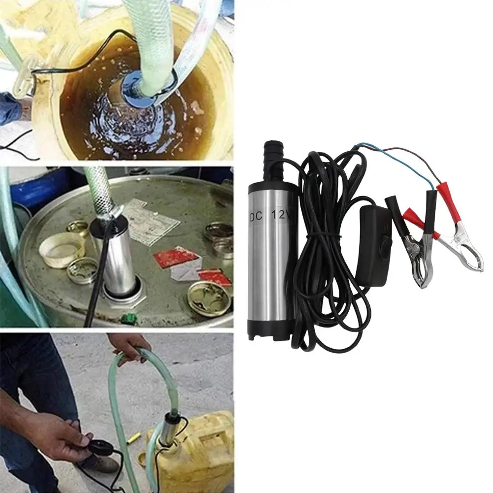 12V DC Tauchpumpe, Tragbare Diesel-Kraftstoff-Wasser-Öl-Pumpe mit Krokodilklemmen, Ein/Aus-Schalter, für Auto LKW Boot – Detail 10