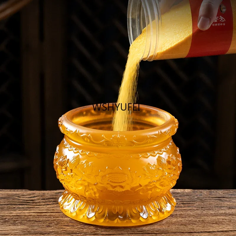 Household Glass Worship Ornaments Incense Burners Water Cups Fruit Plates Vases Buddhist Supplies Prayer Tools