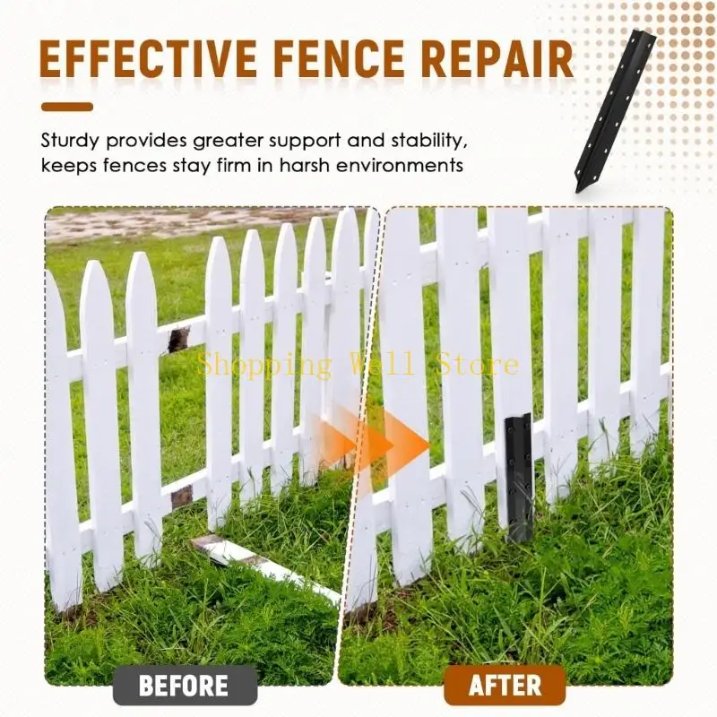 KX4B 5Pcs Fence Post Repair Set Heavy Fence Post Stakes Ground Stakes for Repair Broken Support Accessories
