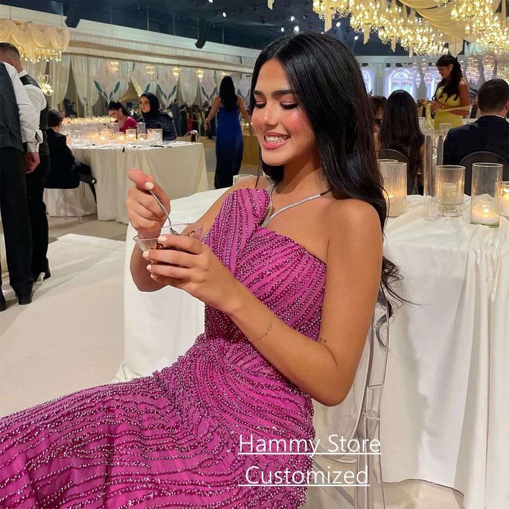 فستان سهرة لامع مخصص بدون حمالات بدون أكمام مطرز بالترتر سويب تراين حورية البحر فساتين لحضور الحفلات الموسيقية