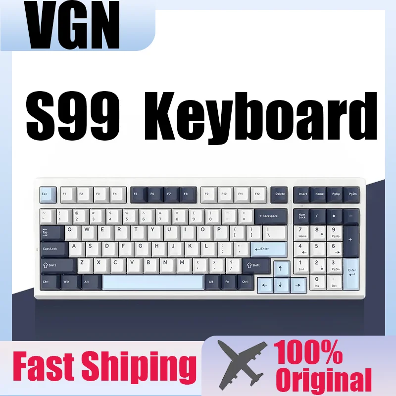 

VGN S99 Mechanical Keyboard Wireless 3-Mode Bluetooth 2.4G USB RGB Hot Swap 99 Keys 6000mAh Gamer Office PC Gaming Keyboard Gift