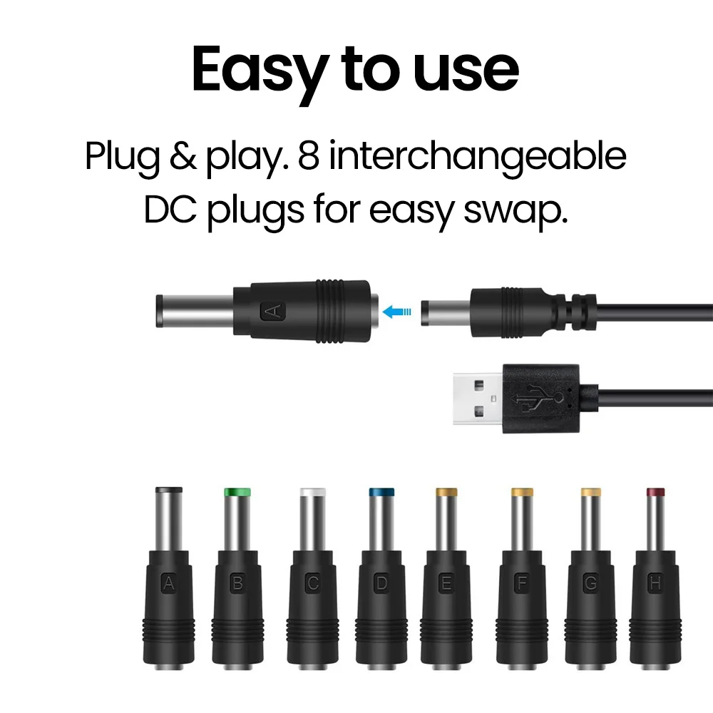 USB To DC Power Boost Cable USB to 5.5×2.1mm DC Connector 5VJack Power Adapter Suitable for Wifi Router Modem Fan Speaker Camera