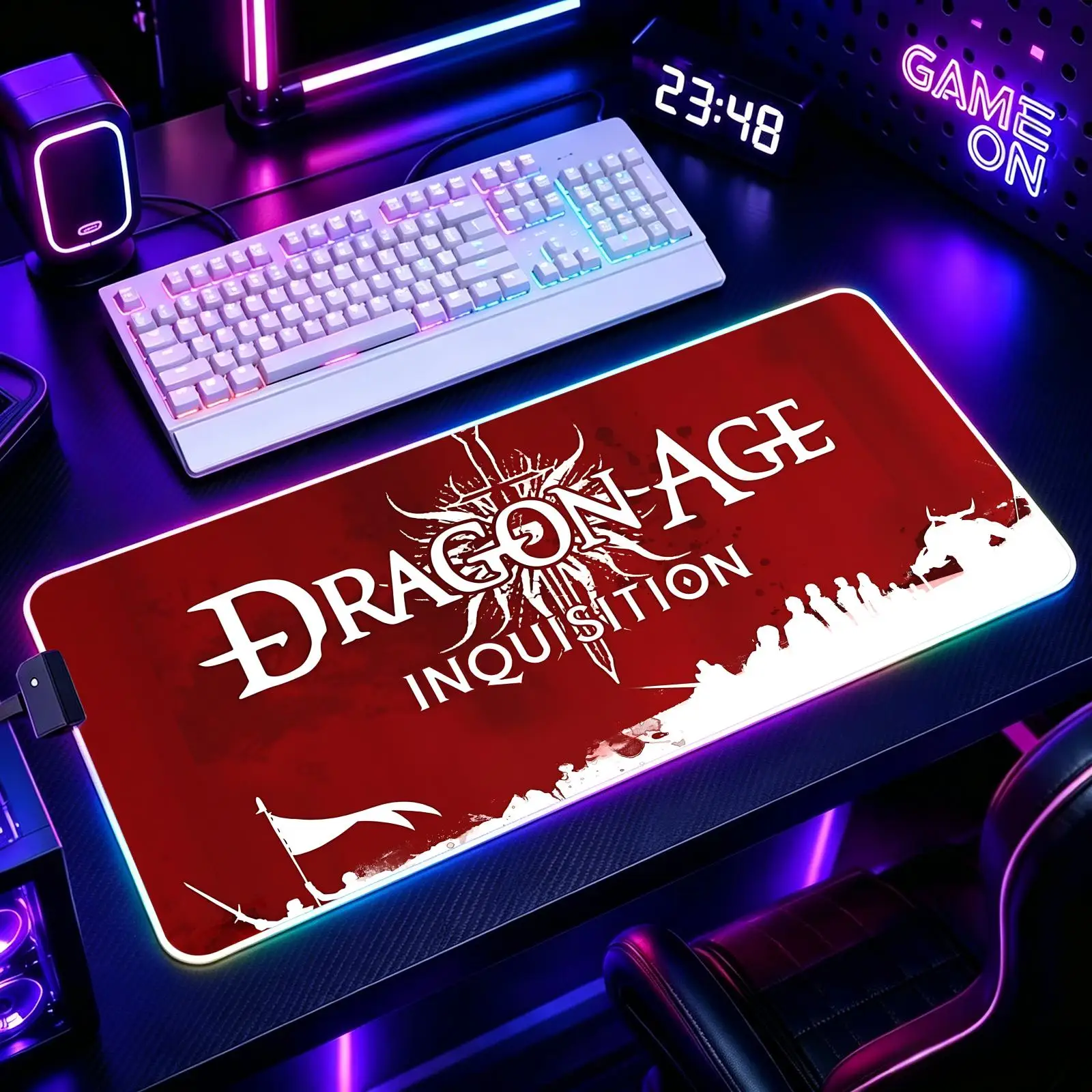 Dragon Age Inquisition  Mouse Pad RGB Color Changing Gaming Mouse Pad, Stitched Edges, XXL Large Keyboard Desk Mat