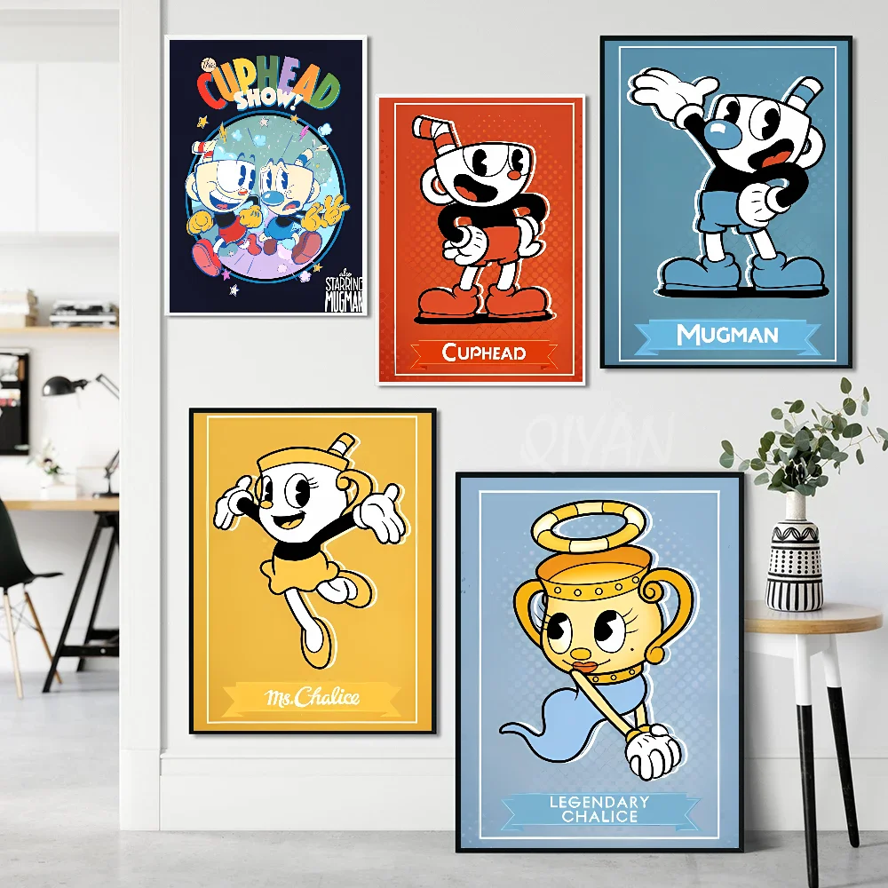 Cartoon C-Cuphead Poster Stickers Art Wall Murals Decor Game Room Decor Gifts HD Painting