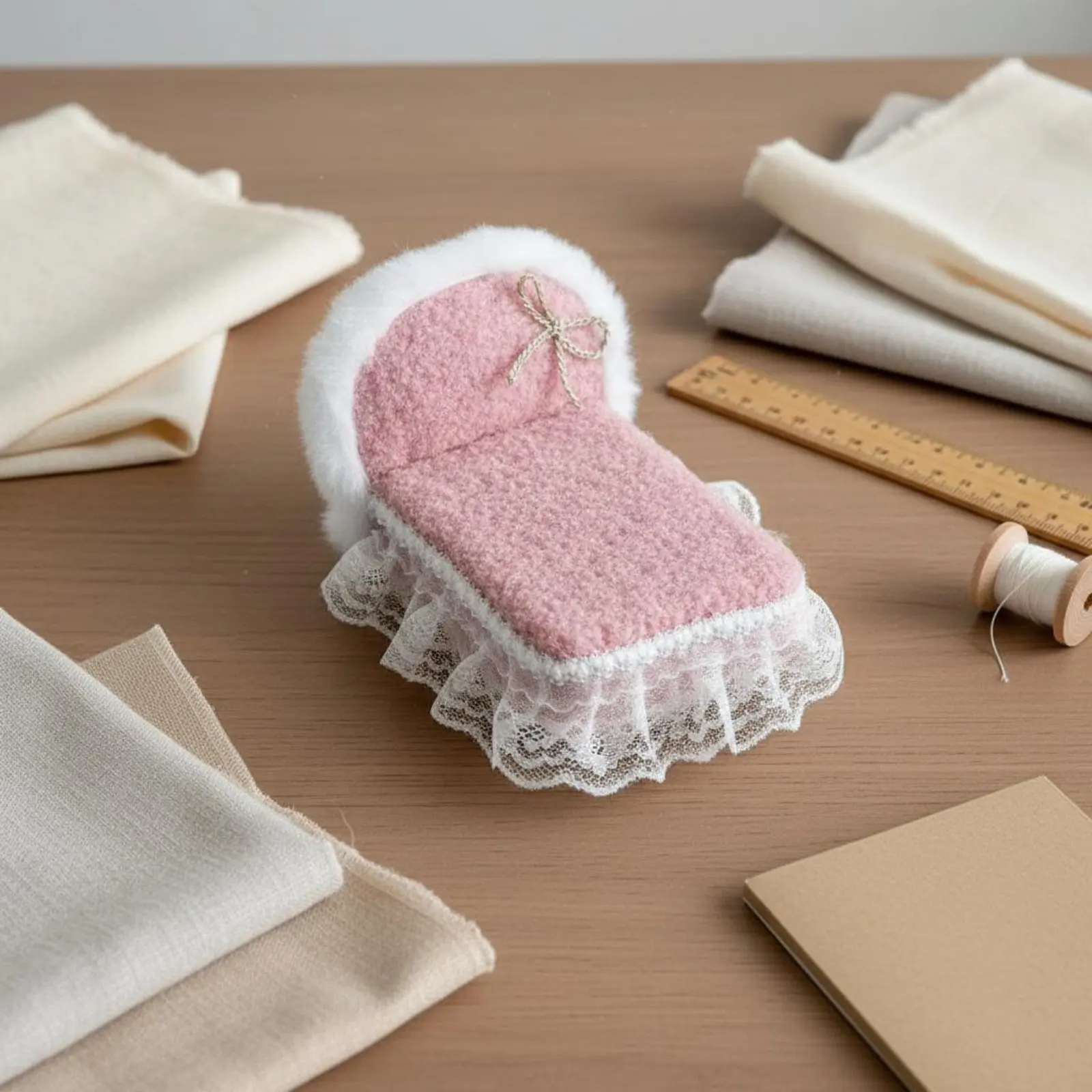 

Мягкий набор мебели для кукольного домика ручной работы, мебель для спальни в масштабе 1:12, миниатюрная кровать принцессы с кружевной отделкой для любителей рукоделия