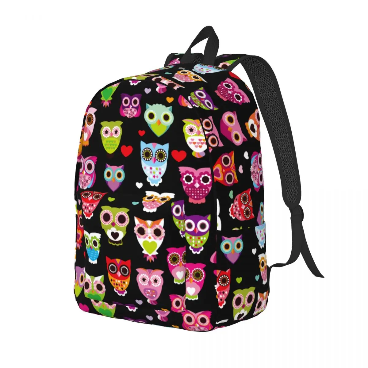 Mochila de lona con diseño de búho y pájaro para niño y niña, morral colorido para guardería, escuela primaria, estudiantes y exteriores