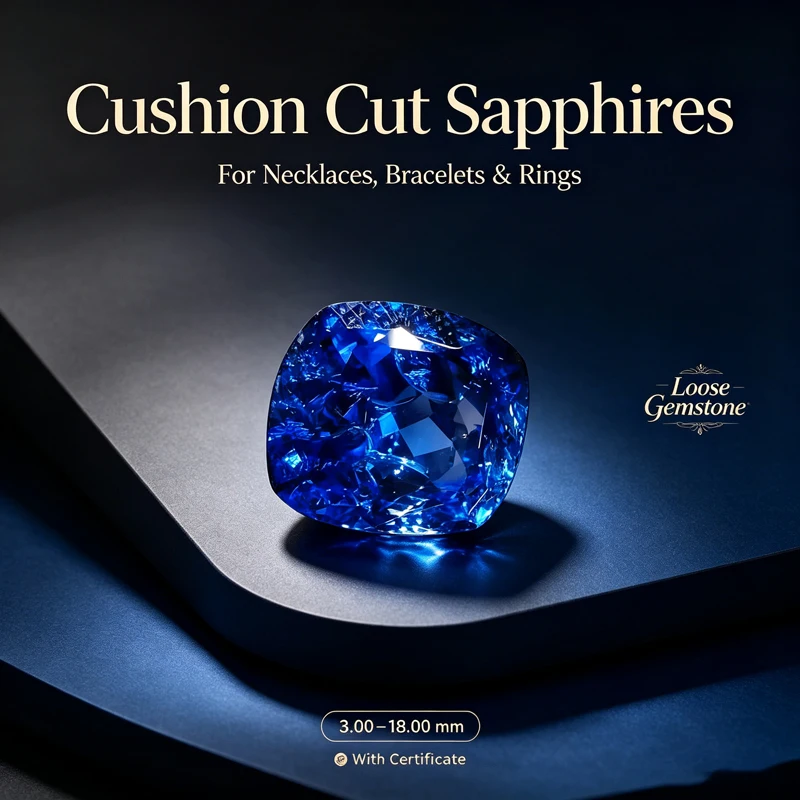 Certified Lab Grown Royal Blue Cushion Cut Sapphire Loose Gemstone, for Ring Necklace Bracelet Jewelry Making,with Certificate