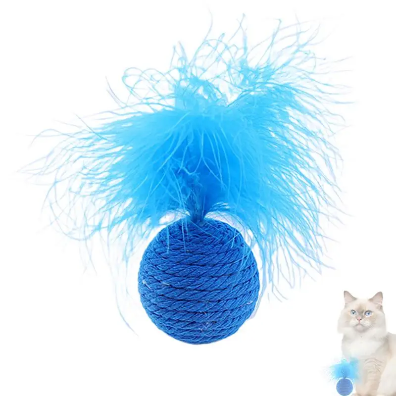 Feather Ball Cat Toy Interactive Kitten Toys Bite Resistant Cat Toy Feather Ball Cat Toys with Feathers for Cats Pets