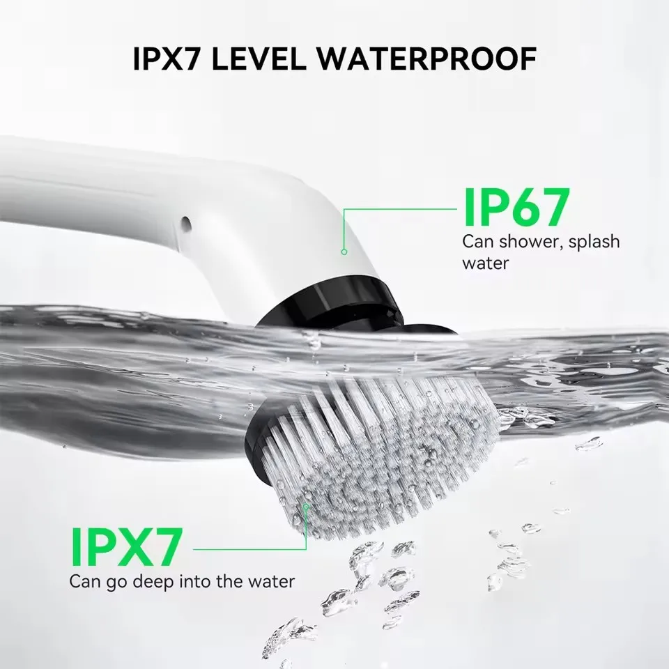 فرشاة تنظيف كهربائية للمطبخ، أداة عمل منزلية قوية، مقبض طويل قابل للفصل وقابل للتعديل مع 8 رؤوس فرشاة قابلة للاستبدال #2