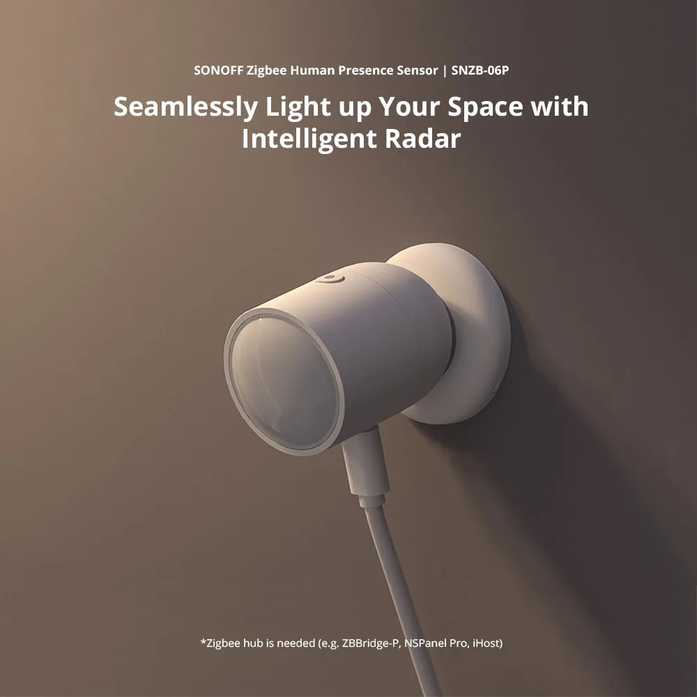 SONOFF-Zigbee Sensor de Pressão Humana SNZB-06P Microondas Radar Detection, Light Sensing, Funciona com Alexa, Smart Home