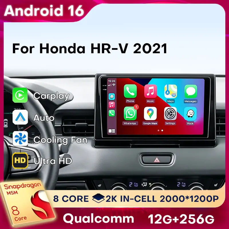 Central Multimídia Android 16 Carplay para Honda Vezel 2 HR-V RV RZ 2021-2024 com DSP, Navegação, Áudio, Câmera 360, GPS, 5G WIFI e 2din