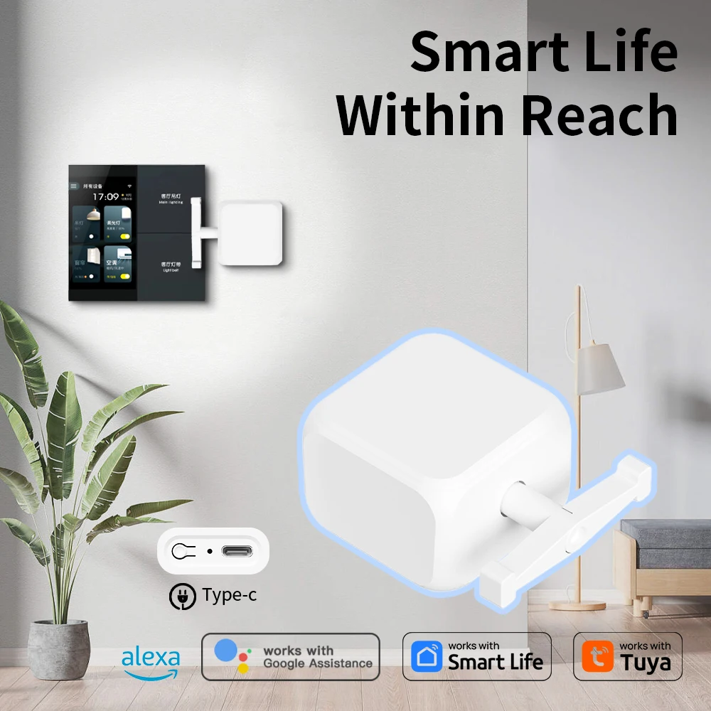 Bluetooth Smart Finger Robot Switch Button Pusher Bot Remoter for Tuya APP Control Home Appliance Google/Alexa Voice Assistant