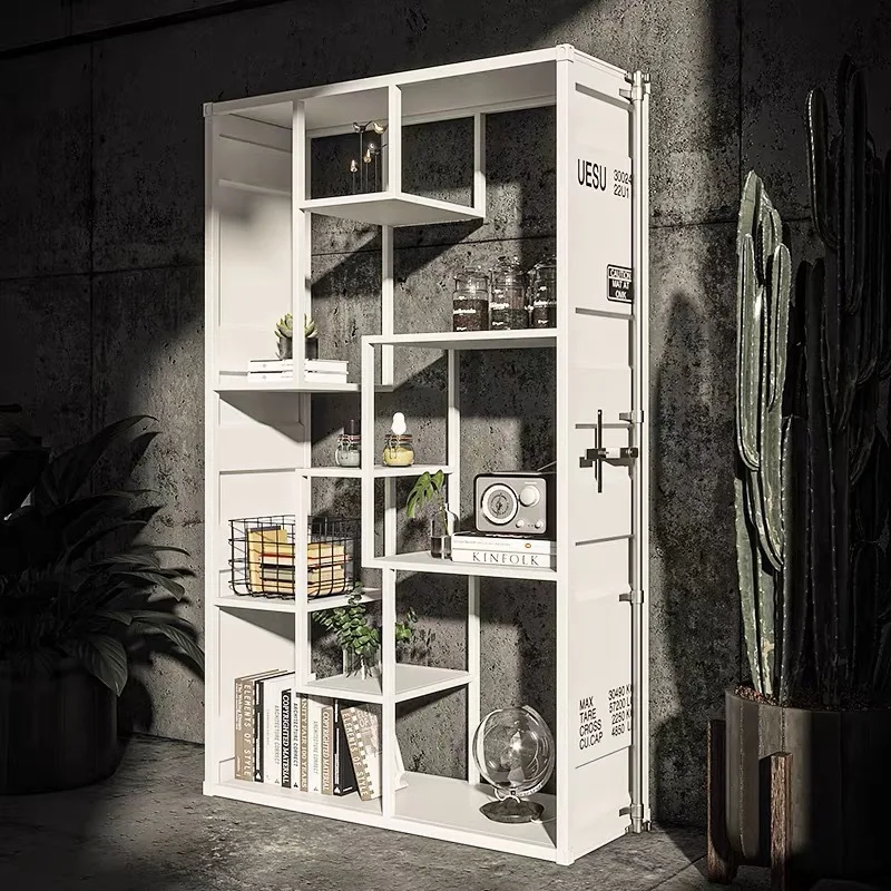 #Creative solid wood rack simple partition display cabinet modern shape floor storage multi-layer locker
