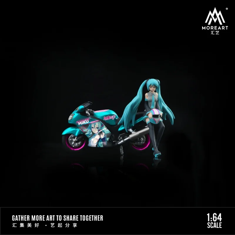 TimeMicro&MoreArt 1:64 Blue anime beauty motorcycle doll resin set