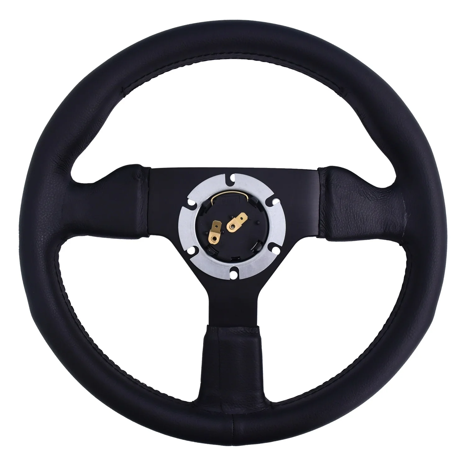 TIYPEOR 13 Inch Universal Leather High-quality Flat Bracket Horn Kart Car Modification Steering Wheel