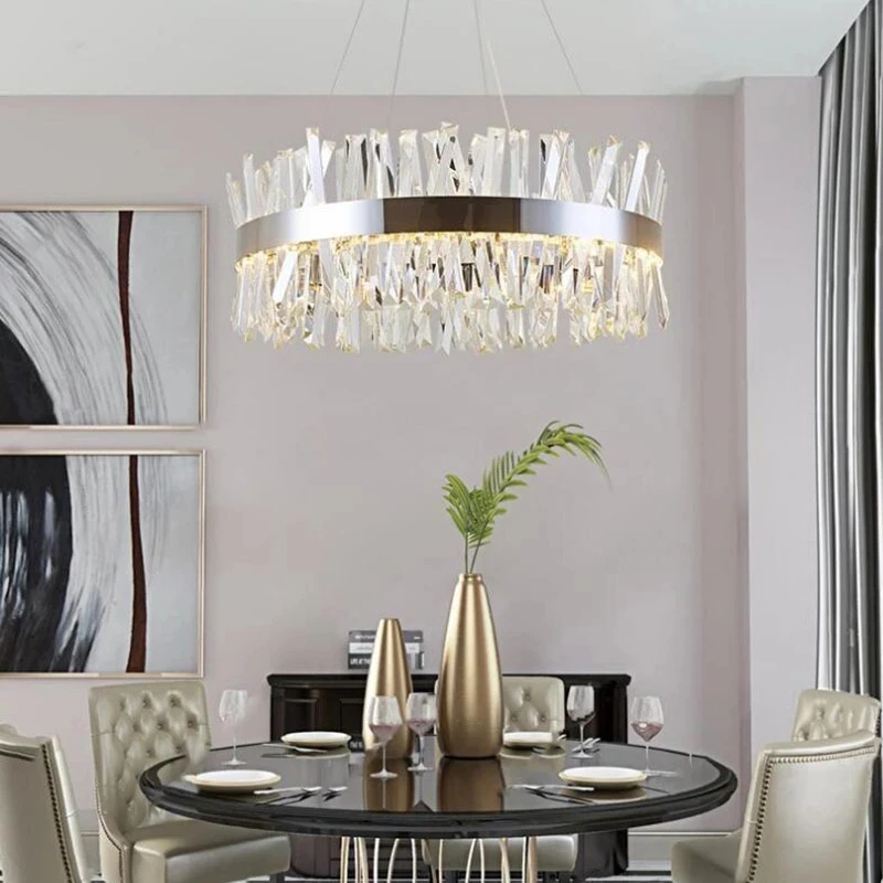 Modern LED Crystal Chandelier Round /Rectangular Pendant Lamp in Gold/ Chrome For Home Decor Winfordo Lighting IN STOCK