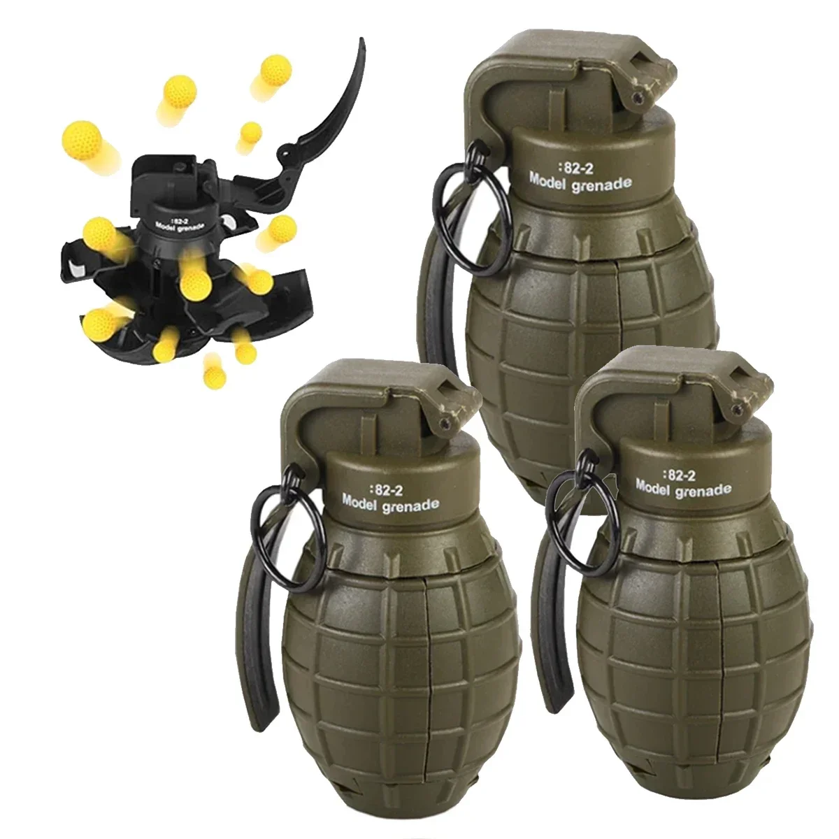 Airsoft Paintball Grenade Toy1/3PCS - Nylon Toy Grenade Toys Model - Anti Fall Refillable Gel Ball Explosion Reusable Grenade