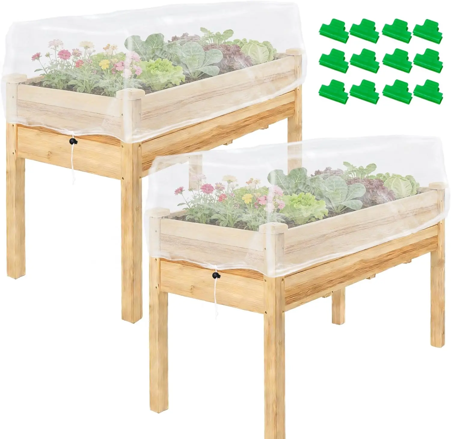 

Набор из 2 садовых сеток для приподнятых грядок: защита от птиц и вредителей для овощей, фруктов, цветов и урожая