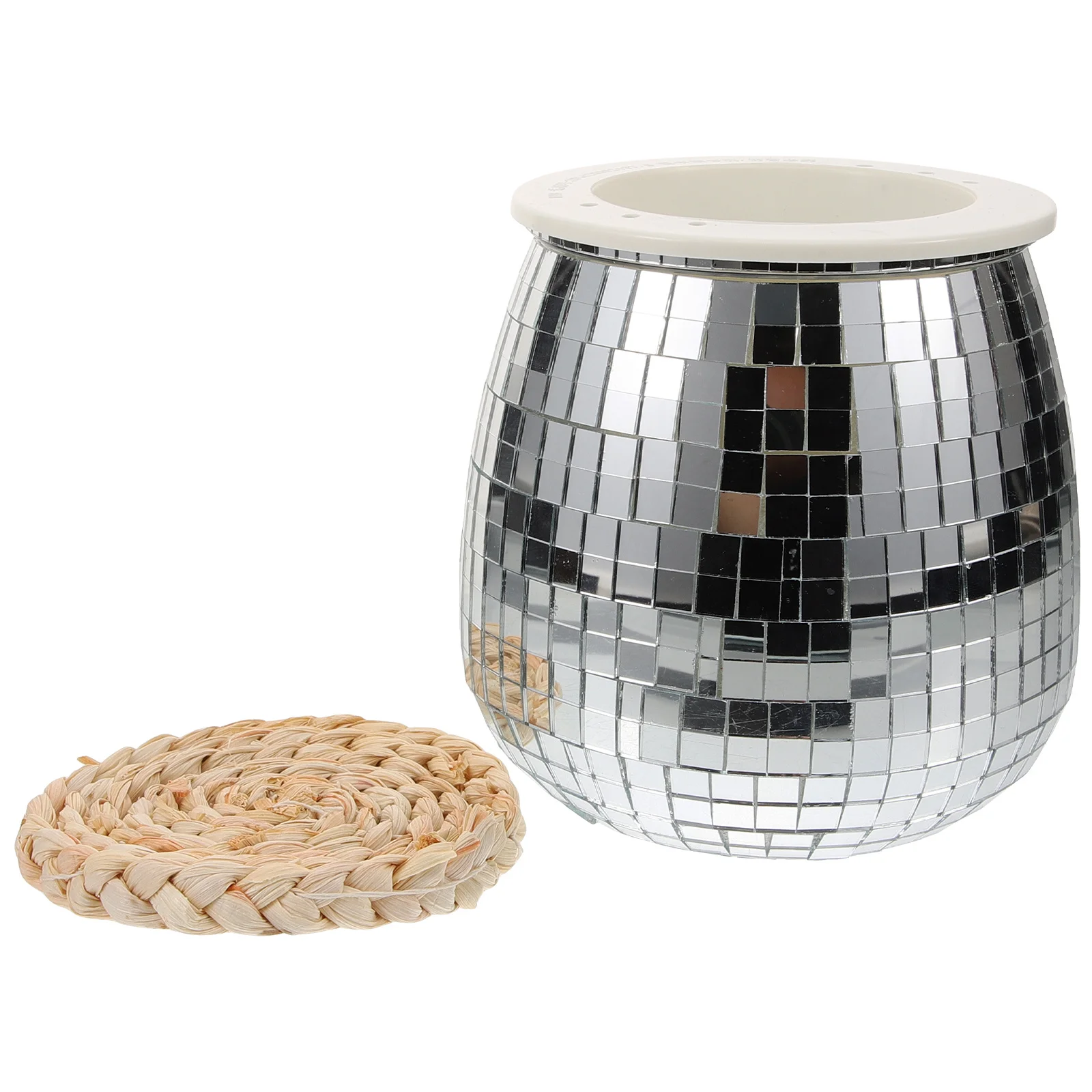 

Mirror Disco Oval Ball Tabletop Planter Durable Modern Style Decorative Indoor Succulents Pot Novelty Hanging Basket Plant