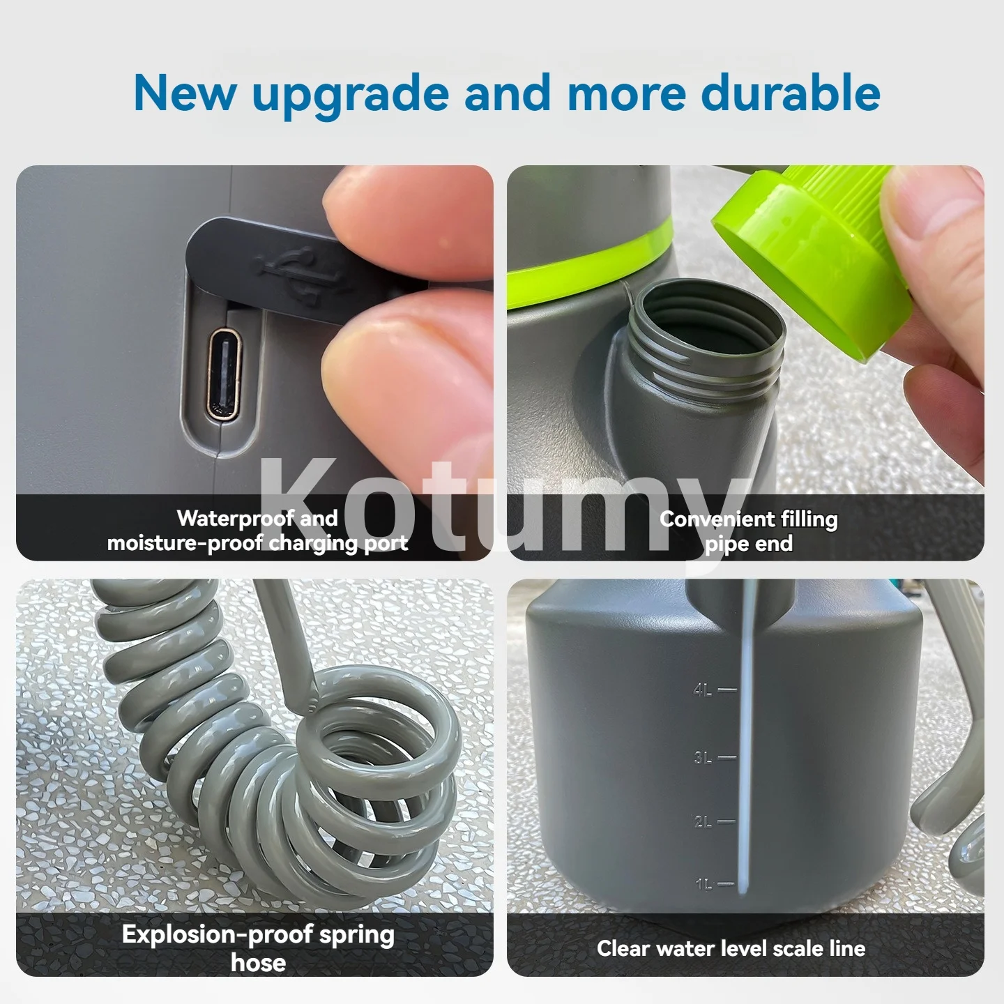 One Click Start Watering Pot, Thickened Material Spray Watering Can with Spring Hose for Car Wash & Watering Vegetables