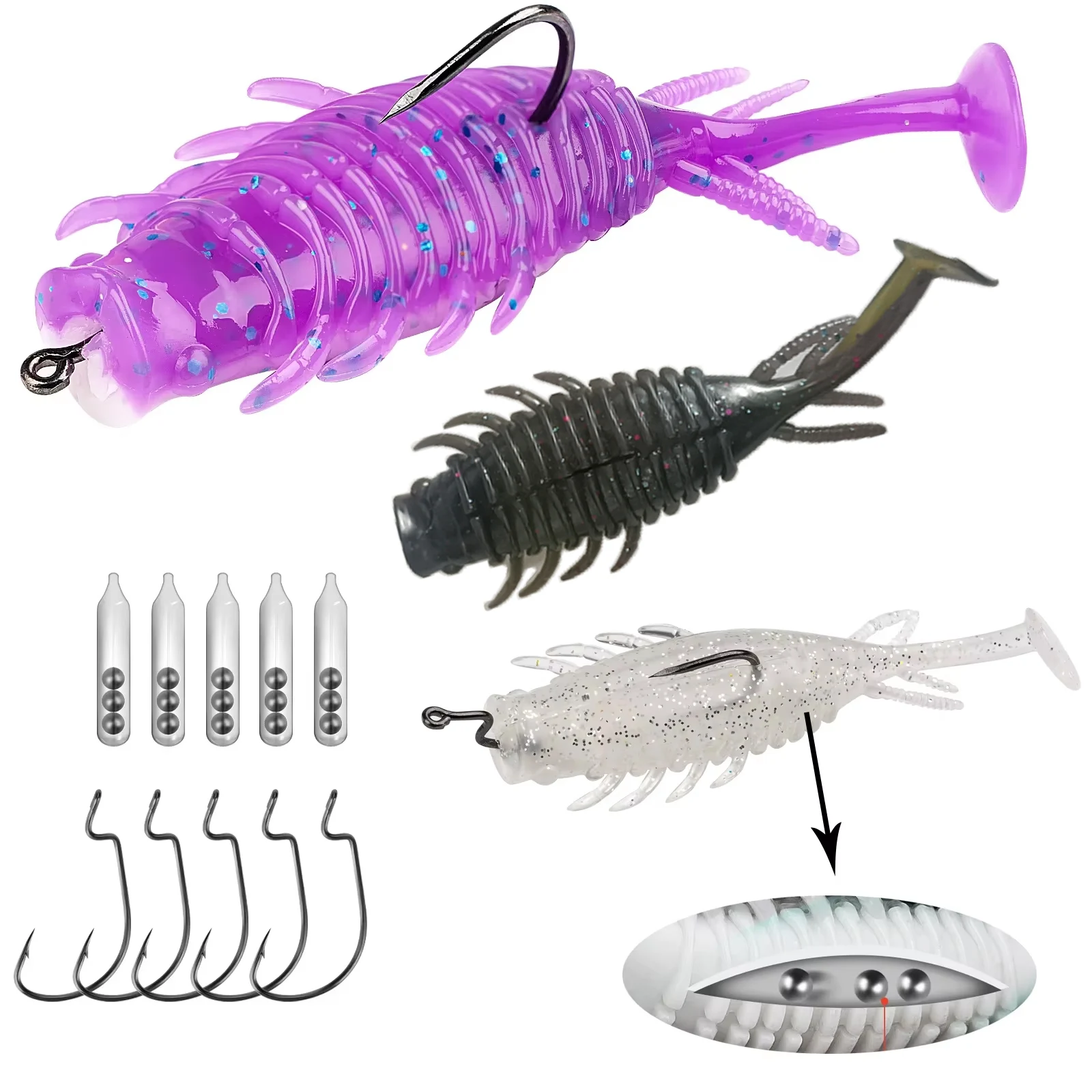 

5pcs 13g Soft Fishing Lures With Bell Wobblers T Tail Silicone Soft Worms Biats Artificial Plastic Swimbait Minnow For Bass Pike