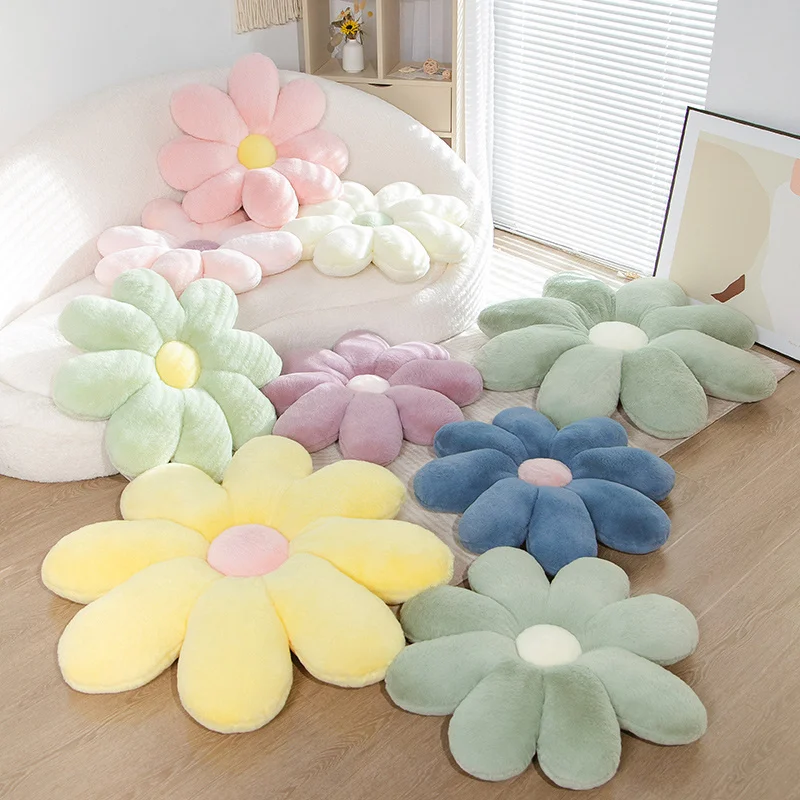 60/80cm Nordic 8 Petal Daisy Flower Pillow Room Bedside Sunflower Shape Cushion Girly Sweet Heart Cat Chair Seat Tulip Gift Kids