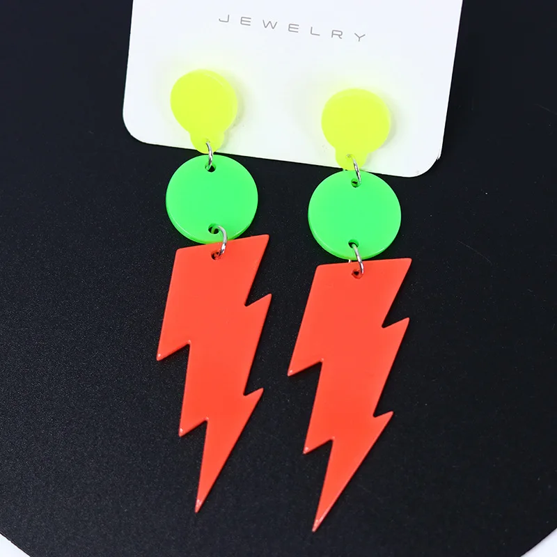 Fluorescent Lightning Earrings Personalized Colorful Night Glow Beautiful Popular Jewelry Acrylic Earrings For Women