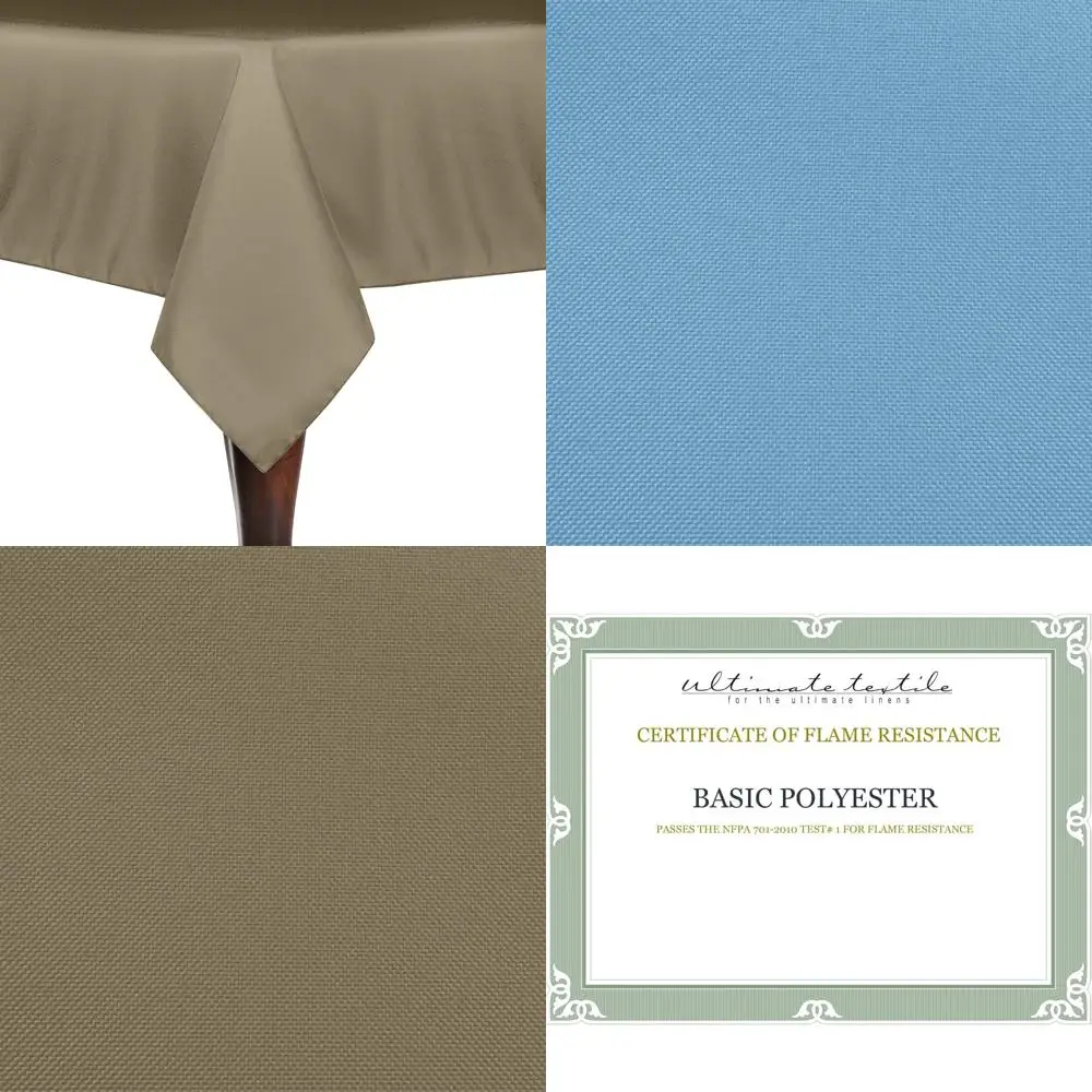 

Polyester Linen Tablecloths 60x60 Inches Cafe Khaki, Set of 5, Square Table Covers for Cafes and Events