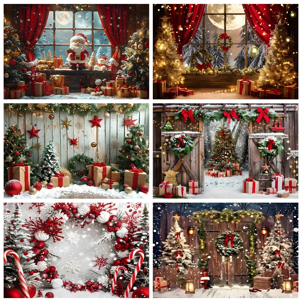 

Christmas Gift Photography Backdrops Wooden Board Snowman Fireplace Xmas Decor Family Party Kids Portrait Photo Background