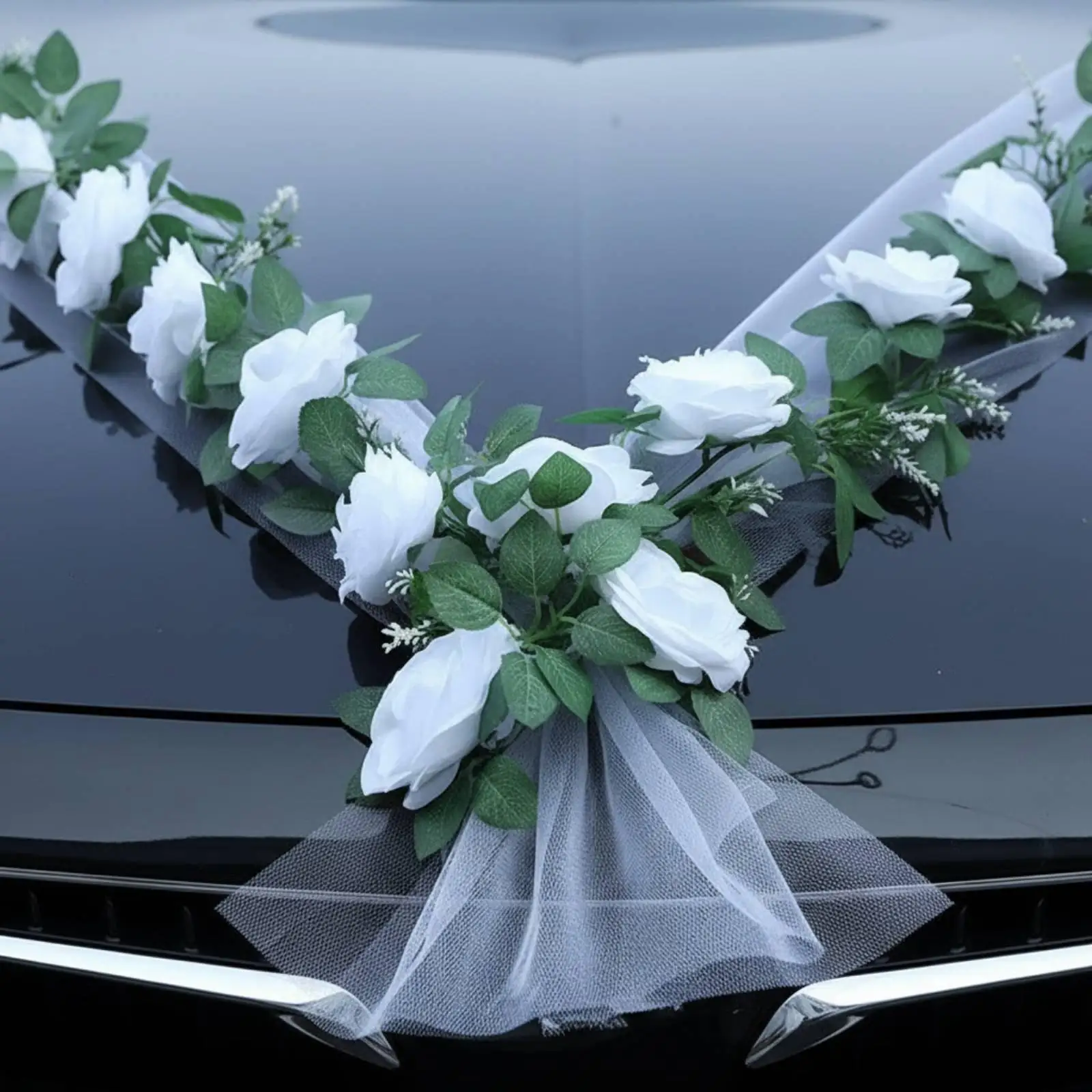 Wedding Car Flower Kit Mark-without Damage Installation V-Shape Car Hood