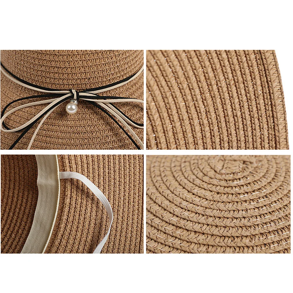 

Straw Adults Woven Hat Brim Beach Khaki Fashion Bucket Hat Breathable Gardening Hiking Hats