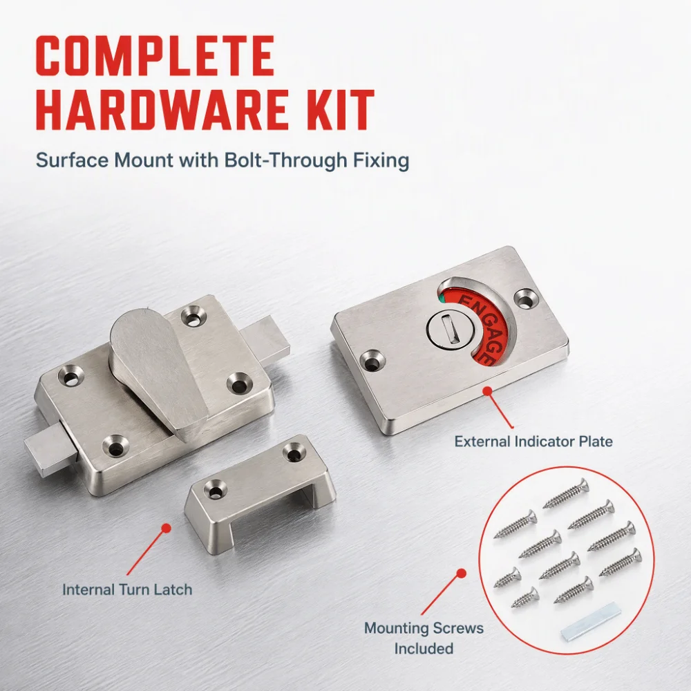 Privacy Easy Install Door Lock Indicator Heavy Indicating Privacy Bolt Door Lock Stall Door Latch Bathroom Toilet