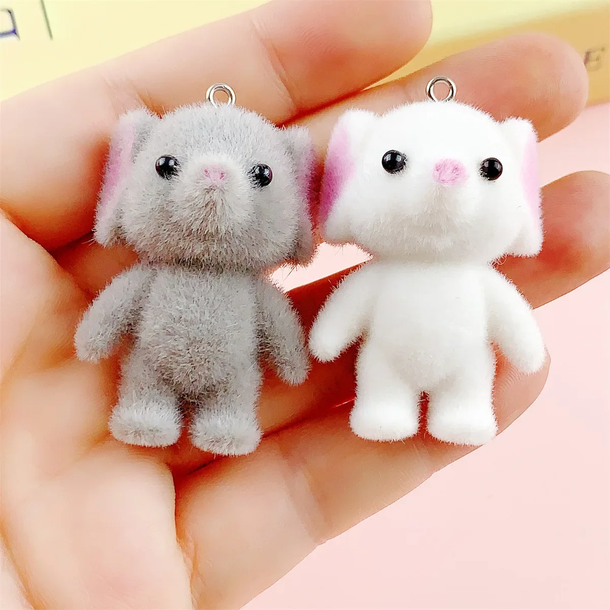 

10Pcs 3D Cute Cartoon Flocking Elephant Charms Plush Animal Elephant Pendant Wholesale Keychain Earrings DIY Crafts Jewelry Make