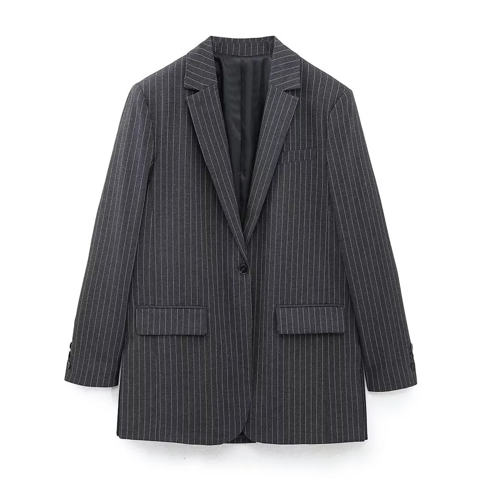 2024 Winter New Women's Wear Style Fine Stripe Long Suit Coat Vest Pants 2010823 809