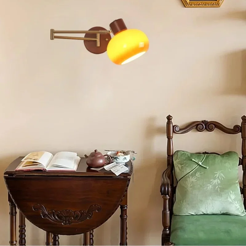 Vintage Flower Glass Wall Lamp Brass Wall Sconce With Pull Chain Switch Floral Wall Light For Bedroom Bathroom Corridor Home
