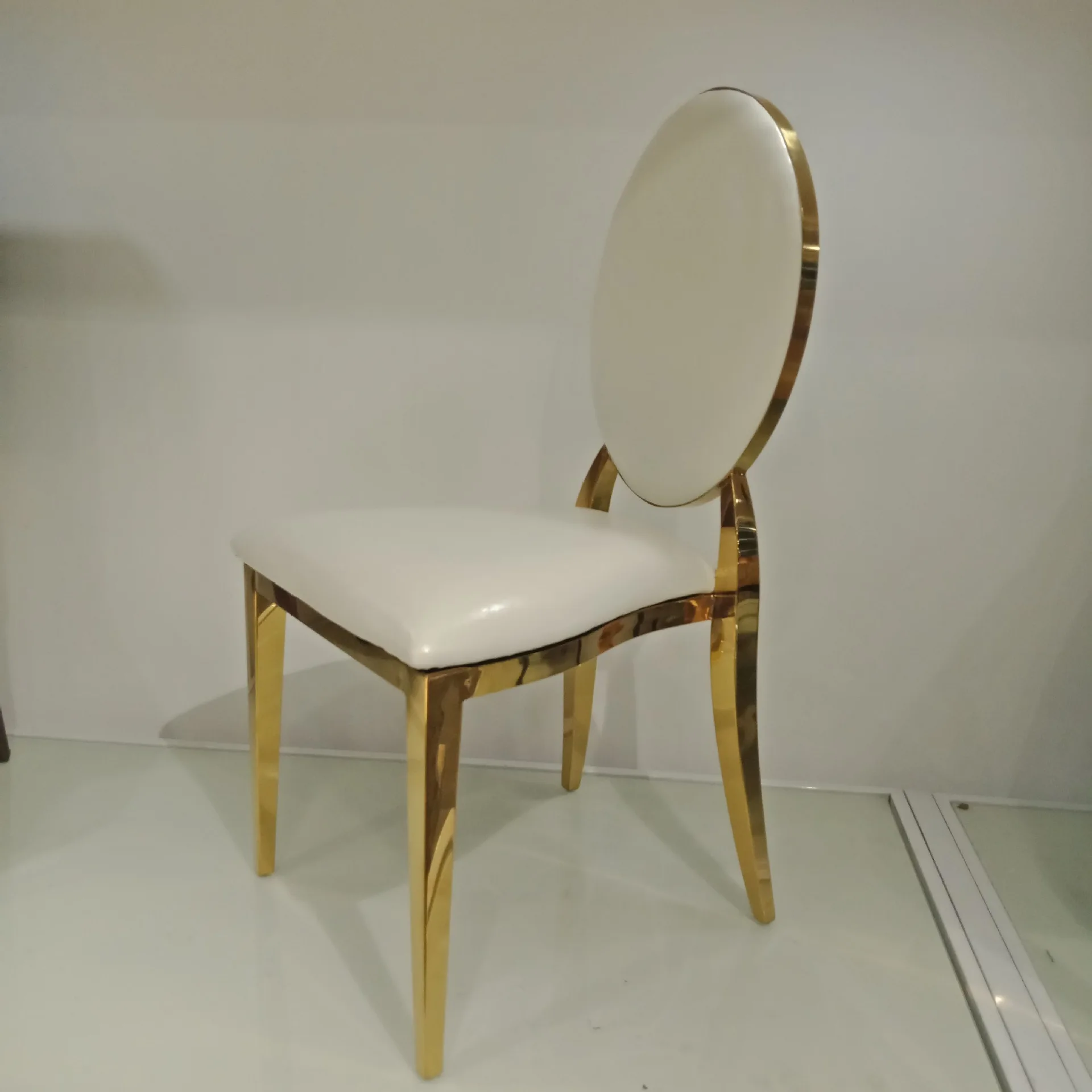 

Hotel banquet hall wedding chair stainless steel titanium small round back chair