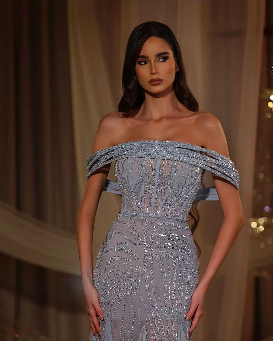 Luxo sereia vestidos de noite para as mulheres 2025 elegante decote em v longo dubai árabe contas artesanal formal baile de formatura vestidos de festa de casamento