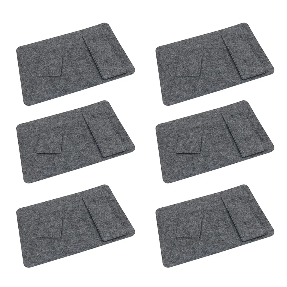 

6Sets Felt Placemat Coaster Fork Bag Set Heat Resistant Dining Table Mats Grey Dining Room Table Protection Decoration