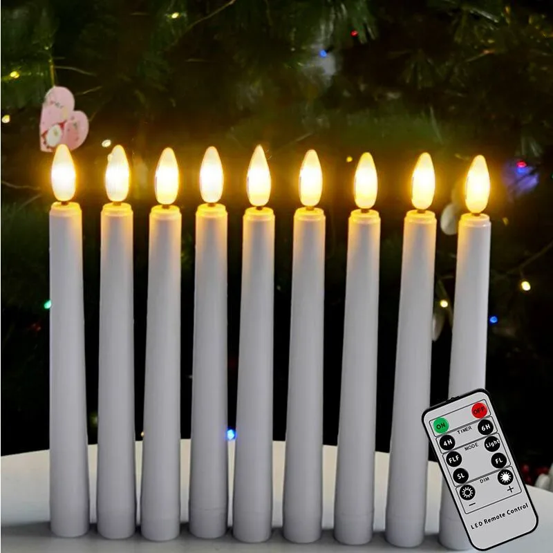 

50pcs Remote controlled w/timer 8" LED Taper Candle light Battery Operate 3D wick candlestick Wedding Party Xmas table Decoratio