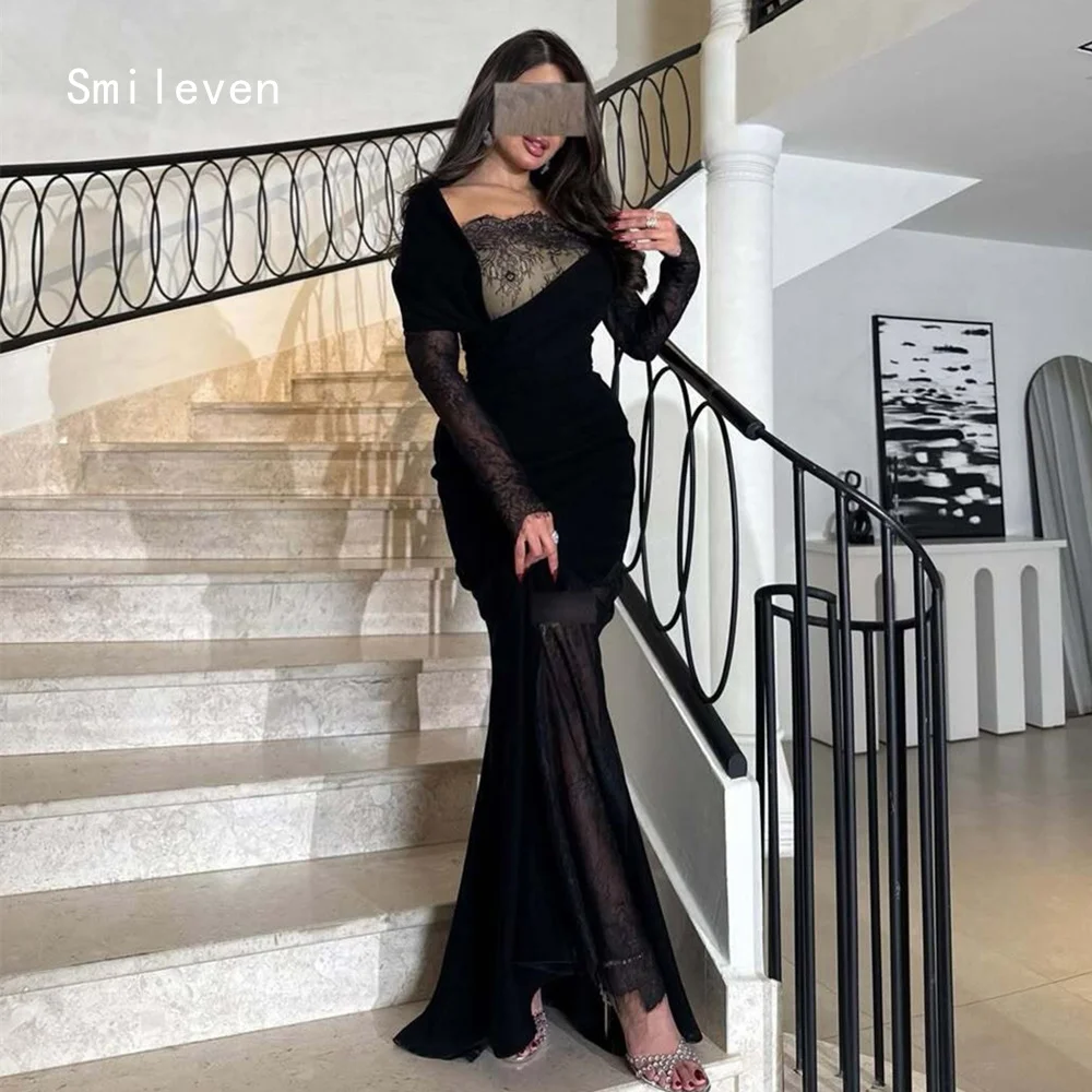 

Smileven Luxury Lace Mermaid Prom Dress Full Sleeve Party Gowns Appliques Velvet Stylish Occassion Dress Customized 2026
