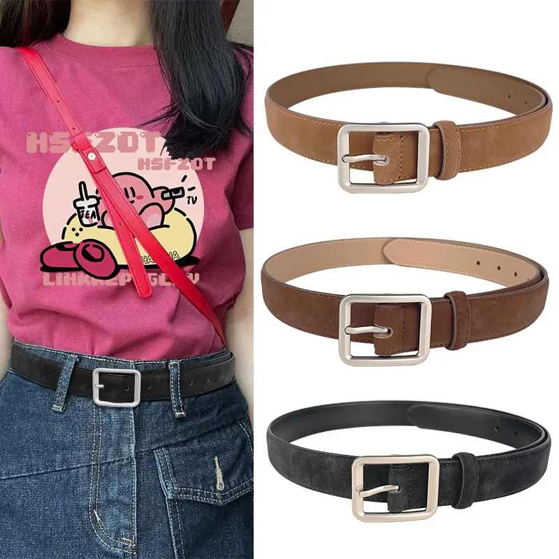 

Retro Cowhide Women Belt New Genuine Leather Waistband Brand Designer Simple Girdle Advanced Sense Jeans Pants Dress Belts